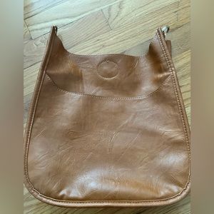 Social Threads tan vegan leather crossbody- some wear and tear. See pics